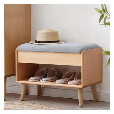 600mm Modern Upholstered Grey Shoe Rack Flip-Top Entryway Bench with Open Storage