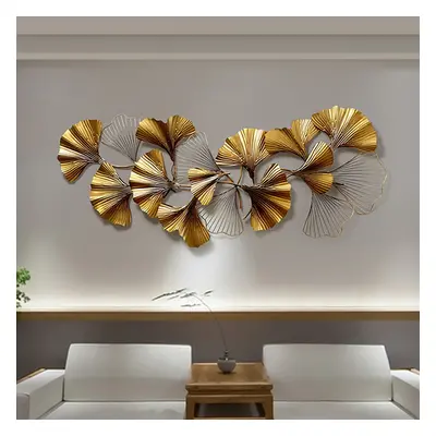 1320mm x 600mm 3D Golden Ginkgo Leaves Metal Wall Decor for Living Room