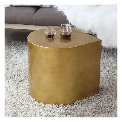 Modern Metal Side Table in Water Drop Design End Table in Brushed Gold Single Piece