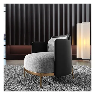 Black & Gray Modern Accent Chair with Linen Upholstery for Living Room