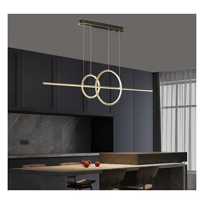 Minimalist Modern LED Linear Kitchen Island Light in Gold, Adjustable Height