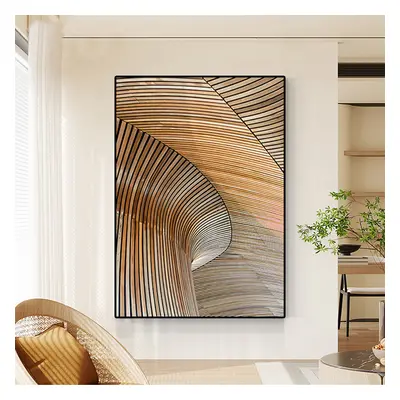 Modern Geometric Lines Wall Decor Abstract River Painting Art Canvas Prints with Frame