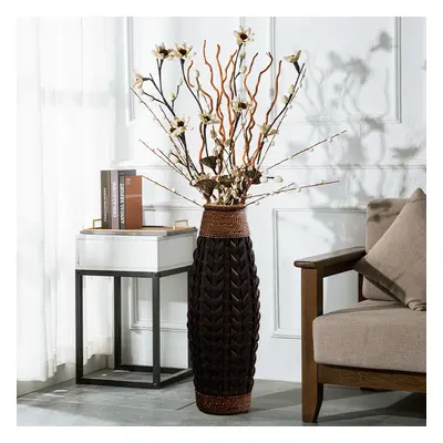 615mm Rustic Tall Woven Bamboo Rattan Standing Floor Vase Decor Art Living Room