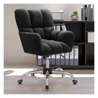 Modern Office Chair Upholstered Cotton & Linen Swivel Task Chair Height Adjustable