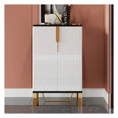 Aro White & Black Shoe Cabinet in Gold