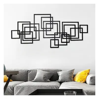 1200mm Modern Rectangle Black Wall Decor Minimalist Metal Geometric Art for Living Room