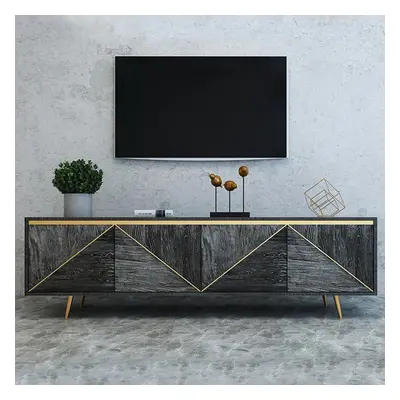 Spaint Grey and Gold Modern TV Stand with 4 Doors for TVs up to 1905mm