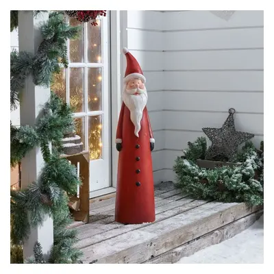 730mm Outdoor Santa Claus Statue Garden Resin Christmas Decor Standing Figurine in Red