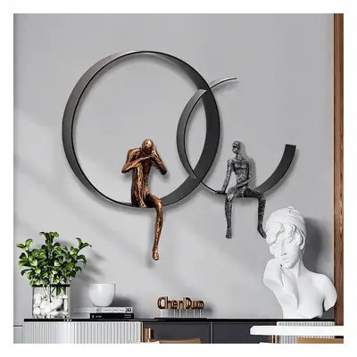 500mm Modern 3D Wall Decor Artistic Figure Metal & Resin Wall Art in Black