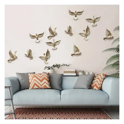 6 Pieces Set Gold Flocking Birds Modern Wall Decor Set for Living Room - DIY Combination