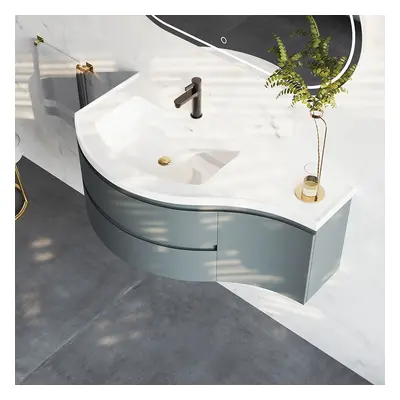 Floating Curved Bathroom Vanity Wall Mounted Half-Circle Bathroom Cabinet