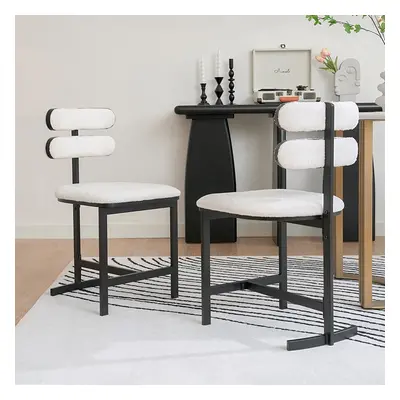 Modern Boucle White (Set of 2) Dining Chairs with Back Side Chair