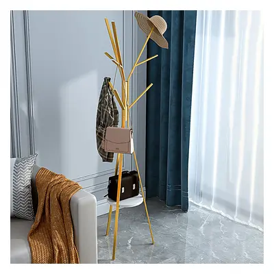 1800mm Gold Modern Freestanding Coat Stand Hanging with Shelf Marble Base