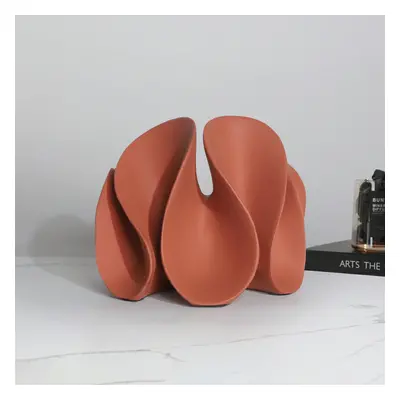 Modern Orange Resin Abstract Flower Ornament Sculpture Decor Art Home Desk Statue Object