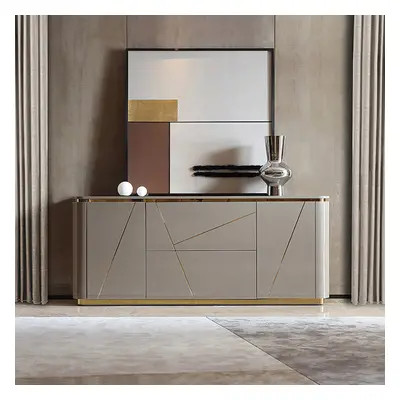 Janice Grey Sideboard Buffet with Drawer & Shelves Gold Sideboard Cabinet