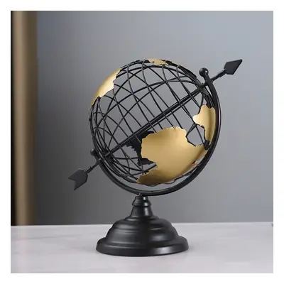 300mm Modern Abstract Metal Black & Gold Wireframe Globe Sculpture Ornament Decor Art