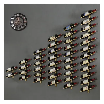 Industrial Gold Wall Mounted Wine Rack Set in Metal