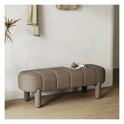 Modern Line Tufted Entryway Bench Coffee Velvet Upholstered Bench with 4 Legs