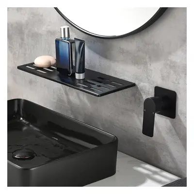 Modern Waterfall Wall Mounted Bathroom Basin Tap Single Handle in Black