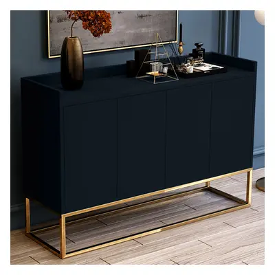 Modern 1200mm Black Buffet Sideboard Kitchen Cabinet with 4 Doors in Gold