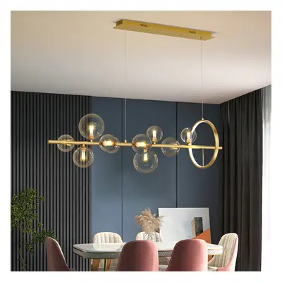 Bubi 10-Light Modern Linear Kitchen Island Light in Gold with Glass Globe Shade