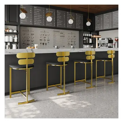 Modern PU Leather Black Counter Stools with Back Breakfast Kitchen Counter Stool