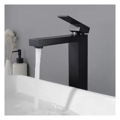 Vland Modern Monobloc Lever Handle Bathroom Countertop Basin Tap Matte Black Solid Brass