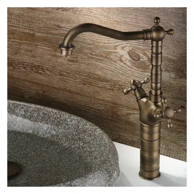 Chester Classic Style Dual Cross Handle Monobloc Brass Countertop Bathroom Tap