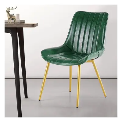 Set of 2 PU Leather Dining Chairs Upholstered High Green Kitchen Chairs