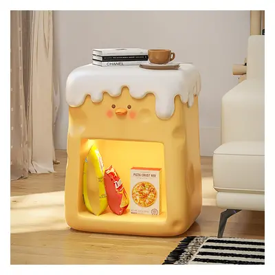 Cute Kid Smart Nightstand with Light & Shelf Yellow Duck Bedside Table with Storage