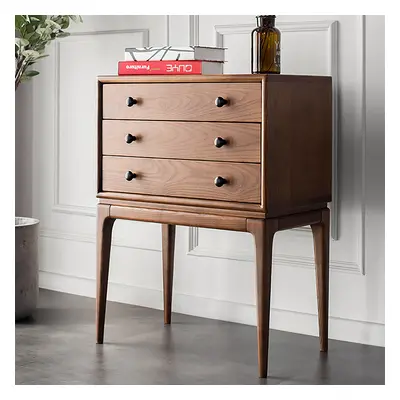 Tanic Mid Century Modern Chest Cabinet with Storage 3 Drawers of Ash Wood in Walnut