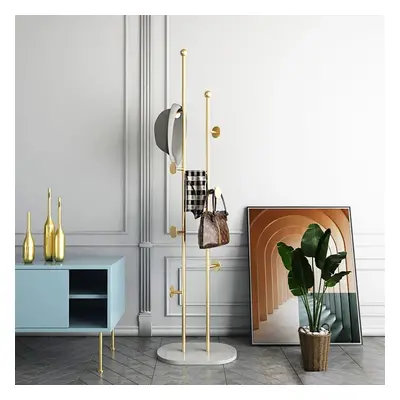 1700mm Gold Modern Chic Metal Freestanding Coat Stand with Rail Marble Base