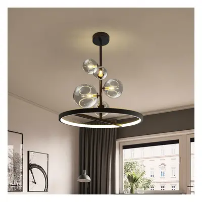 Bubi Black Glass Globe 5-Light Chandelier Modern for Living Room and Dining Room