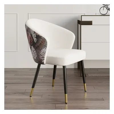 Modern Velvet Dining Chairs Upholstered White Dining Room Chairs with Arm