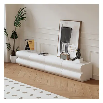 Humply Modern White Leather Long TV Stand with 8 Drawers Media Console for TVs Up to 1900mm