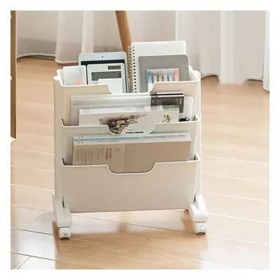 Modern 3-Tier Magazine Organiser Holder White Book Cart with Ample Open Storage