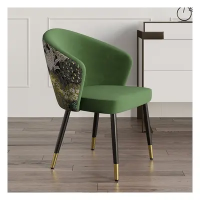 Modern Velvet Dining Chairs Upholstered Green Dining Room Chairs with Arm