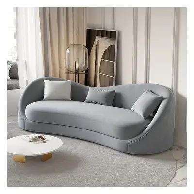 84" Velvet Upholstered Sofa Luxury Gray 3-Seater Couch with Solid Wood Frame