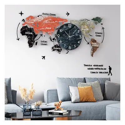 Modern Large World Map Wall Clock Acrylic & Glass Home Decor Art For Living Room