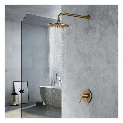 Brewst Round Rain Showerhead Shower Mixer Set with Single Lever in Antique Brass Brass