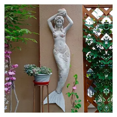 Mermaid Wall Decor Garden Wall Hanging Sculpture Resin Yard & Patio Yard Stuatues (1000mm High)