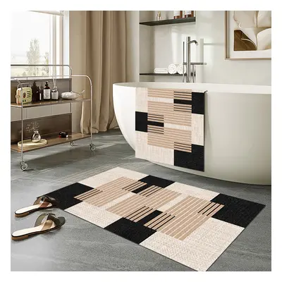 2PC Strong Water-absorbent Non-slip Diatom Mud Geometric Bathroom Mat Set Bathroom Rug