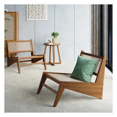 Walnut Rattan Ash Wood Lounge Accent Chair