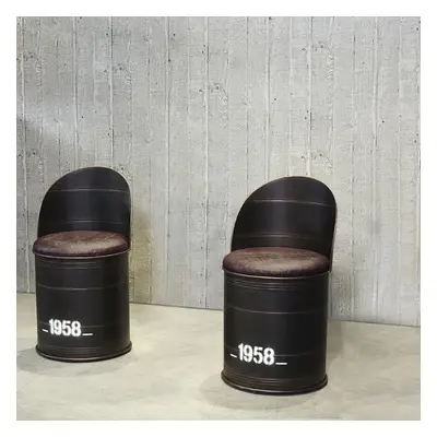 Drumbon Industrial Bar Stool (Set of 2) with Backs Pub Height PU Leather Bar Stools