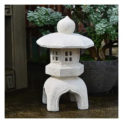 Outdoor Garden Geometric Japanese Solar Lantern Sculpture Statue Asian Decor in White