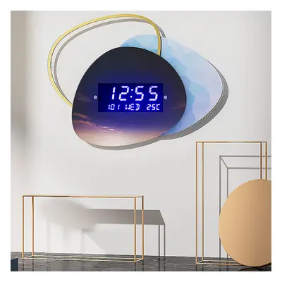 480mm LED Digital Display Wall Clock Modern Acrylic Abstract Star Decor Art Living Room