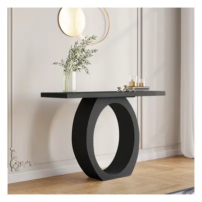 1000mm Modern Black Console Table with Circle Base Rectangular Entryway Table