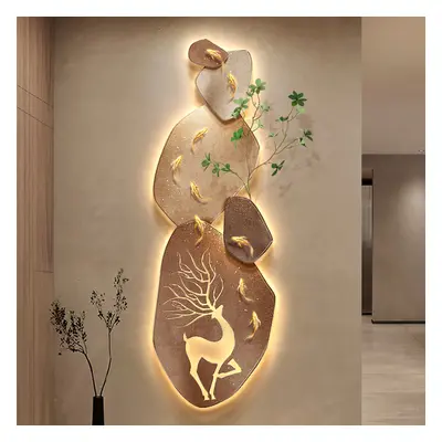 Japandi 3D Deer LED Light Wall Decorative Painting Creative Living Room Decor