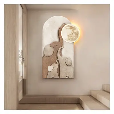 800mm Arched LED 3D Acrylic Elephant Moon Wall Sculpture Art Decor Living Room Bedroom