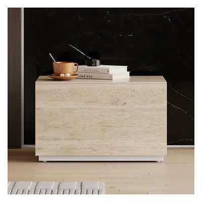 Modern 600mmW Faux Travertine Nightstand 1 Drawer Bedside Table